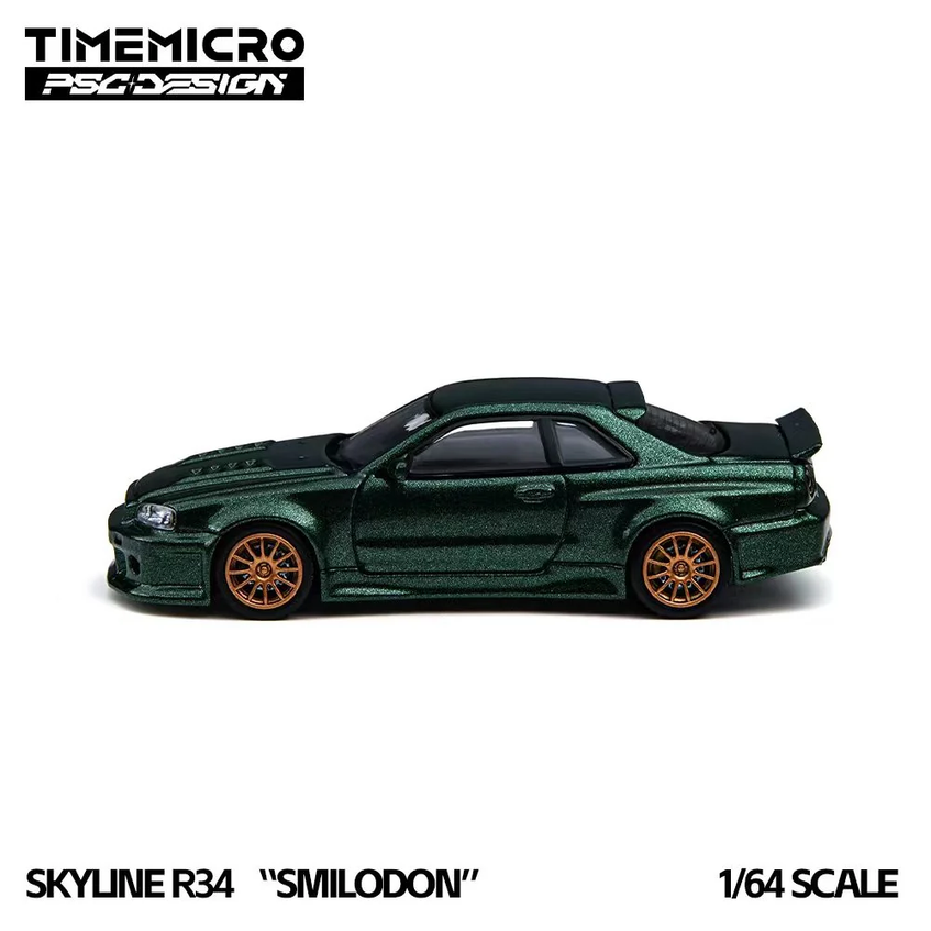 TIMEMICRO × PSC DESIGN 1/64 R34 "Smilodon" Dark Green Diecast Model (TM648406)
