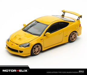 Honda Integra DC5 Mugen amarillo MOTORHELIX 1:64, vista frontal